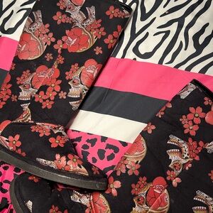 Black and Red Iron fist ugg style boots